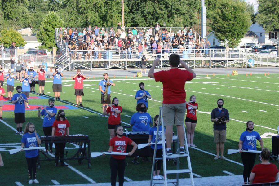 The Wildkat marching band performs before a home football game. Their season was cut short due to the Covid-19 restrictions. 