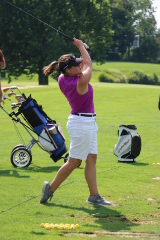 Lizzie Lytle tees off during a match at the Kokomo Country Club last season. Lytle and the LadyKats match up with Tipton on Thursday. 