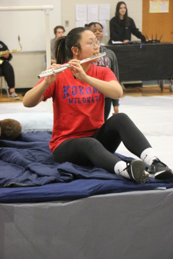 Sophomore Helen Qiu plays a solo during an Indoor Winds rehearsal. This years show is titled What Dreams May Come.