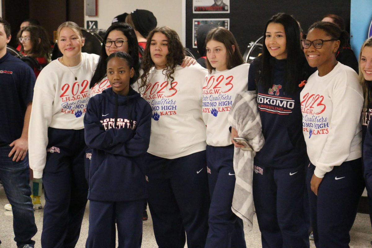 State qualifiers from the 2022-23 girls wrestling team are honored before leaving to compete last winter. 