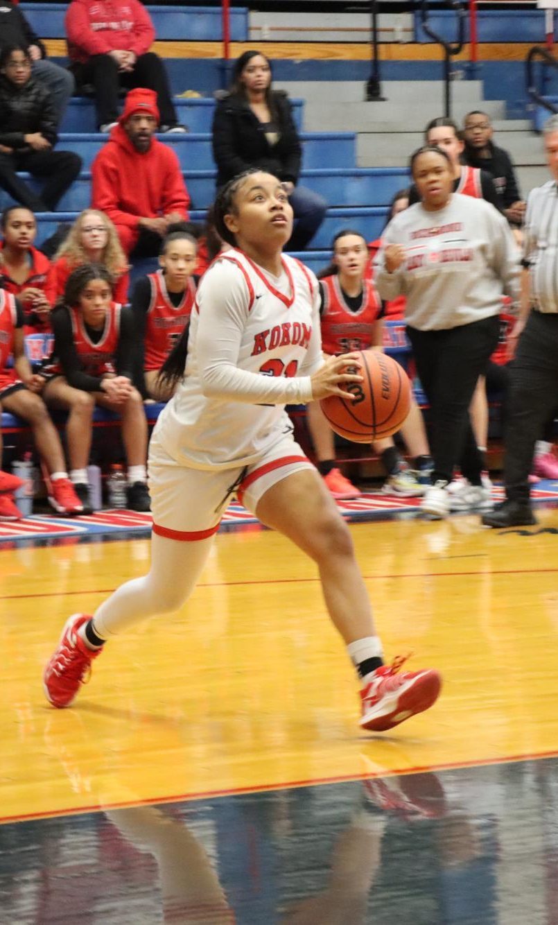 Senior Makaela Drake takes the ball to the basket during last week's game against Richmond. The LadyKats defeated the Red Devils, 67-48.